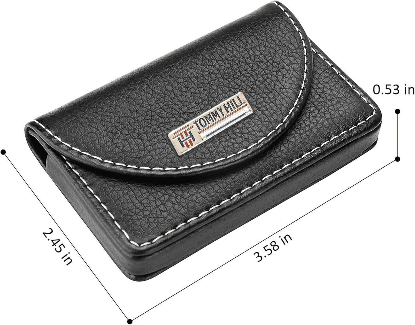 Tommy Hill Leather Business Card Holder, Wallet for Men or Women, Pocket Business Card Wallet with Magnetic closure - Black