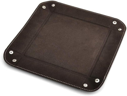 Tommy Hill Valet Tray Desktop Storage Organizer, Genuine Leather Catchall Tray Bedside Vanity Nightstand Caddy Holder Desk Storage Plate, Brown