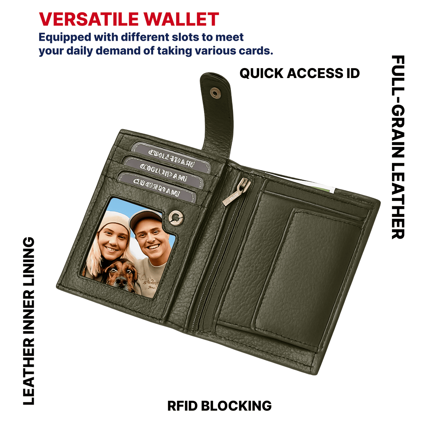 Tommy Hill Men's wallet with RFID protection, bifold mens wallet with Strong Stitching, Slim Bifold Genuine Leather premium wallets, Ideal Gift for him - Dark Gray