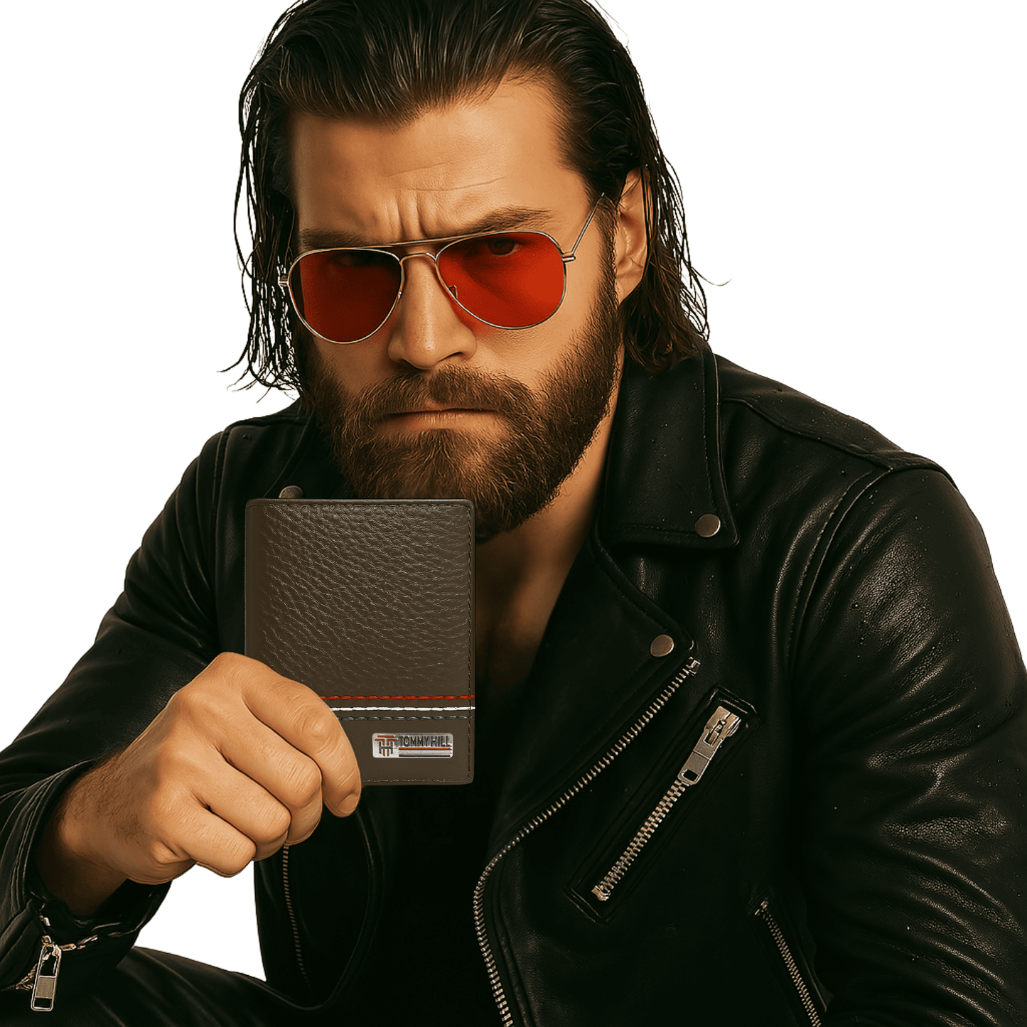 Tommy Hill Men's wallet with RFID protection, bifold mens wallet with Strong Stitching, Slim Bifold Genuine Leather premium wallets, Ideal Gift for him - Dark Gray