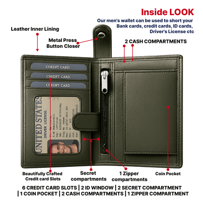 Tommy Hill Men's wallet with RFID protection, bifold mens wallet with Strong Stitching, Slim Bifold Genuine Leather premium wallets, Ideal Gift for him - Dark Gray