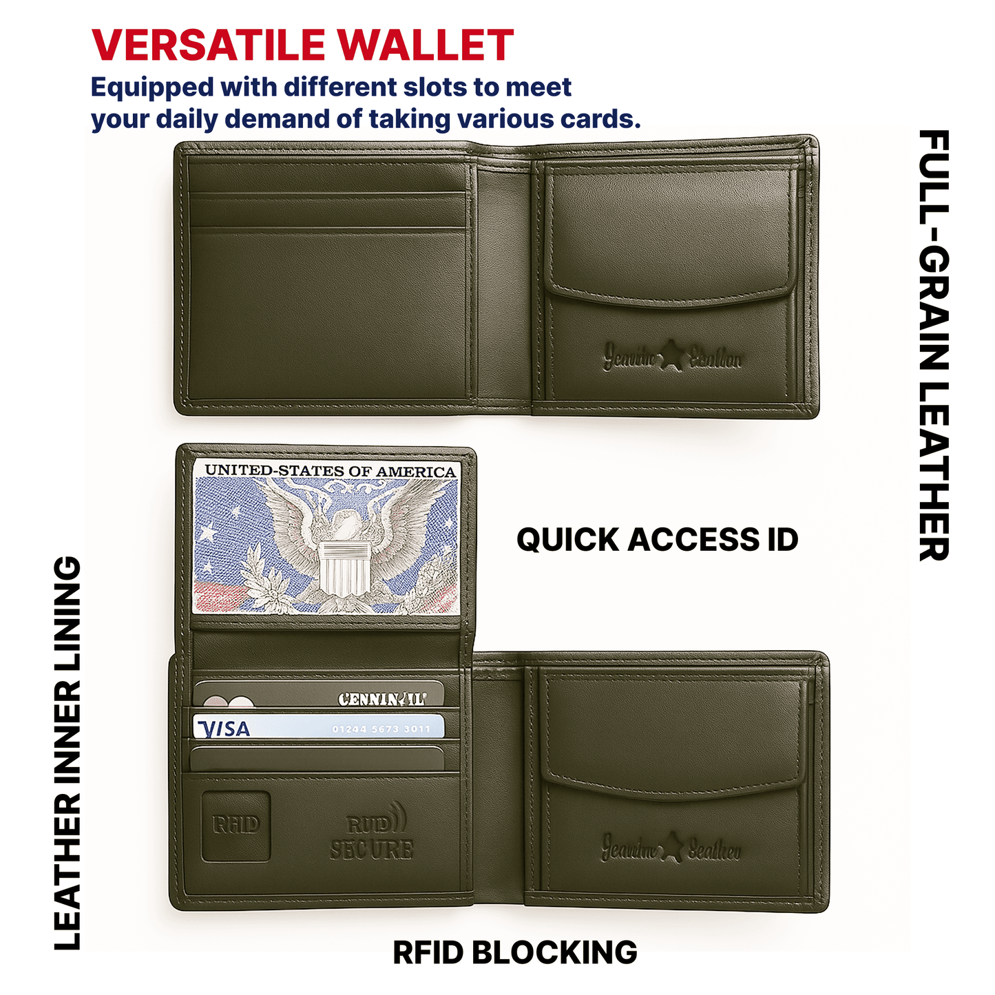 Tommy Hill Premium Bifold Men's Wallet – 100% Genuine Leather Wallet with Smart Organization, RFID Protection, premium wallets with Slim & Stylish Design, Perfect Gift for Men - Black