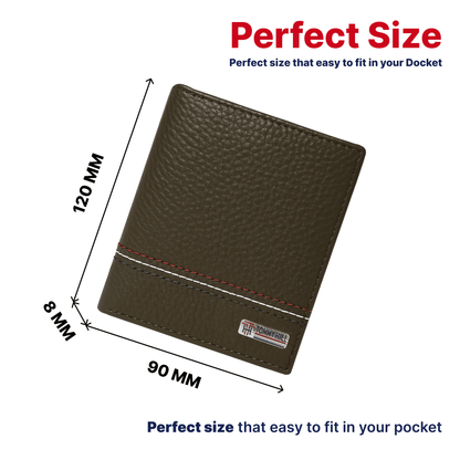 Tommy Hill Men's wallet with RFID protection, bifold mens wallet with Strong Stitching, Slim Bifold Genuine Leather premium wallets, Ideal Gift for him - Dark Gray