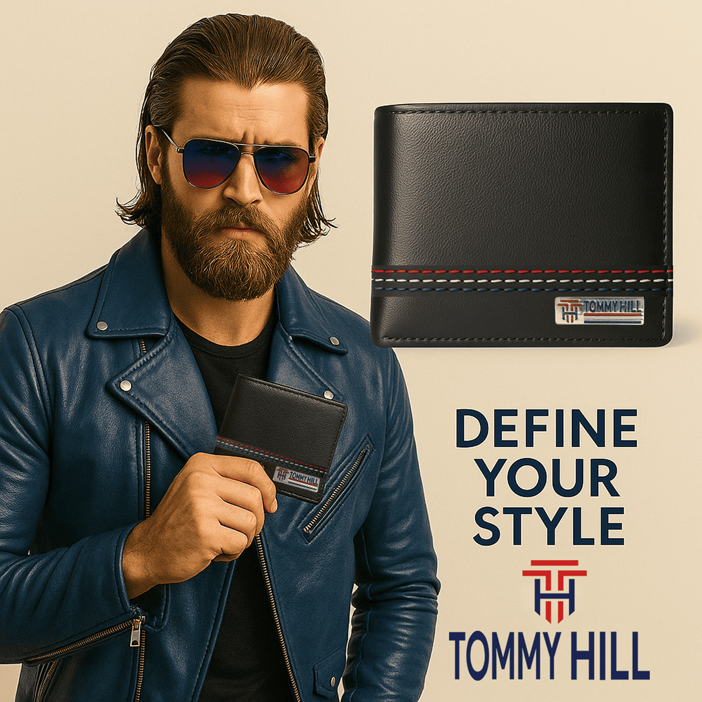 Tommy Hill Premium Bifold Men's Wallet – 100% Genuine Leather Wallet with Smart Organization, RFID Protection, premium wallets with Slim & Stylish Design, Perfect Gift for Men - Black