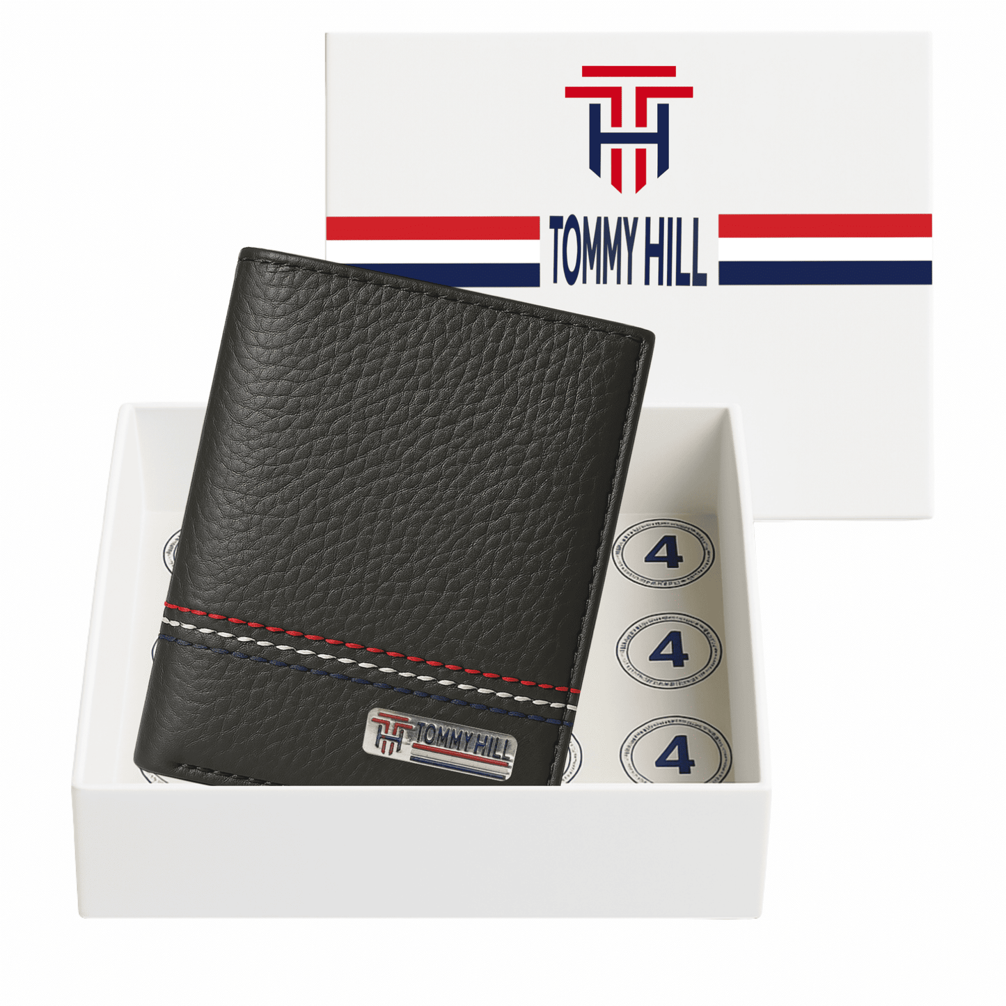 Tommy Hill Men's wallet with RFID protection, bifold mens wallet with Strong Stitching, Slim Bifold Genuine Leather premium wallets, Ideal Gift for him - Dark Gray